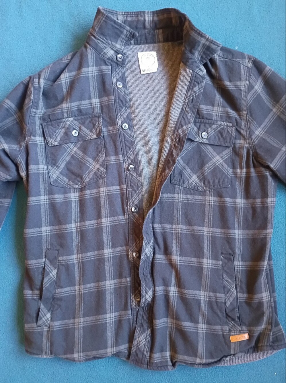 Men's Gray Plaid Flannel Lined Lightweight Shirt Jacket - Casual Layering